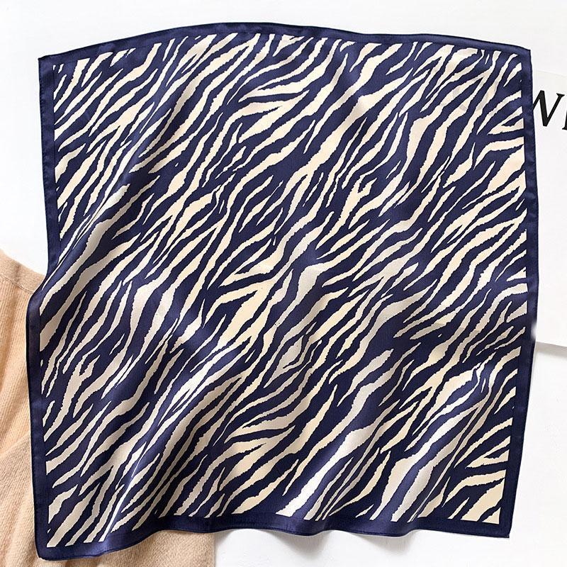 

Fashion 2022 Women Summer100% Silk Neck Scarf For Hair Headband Luxury Design Print Square Scarves Lady Bandana Kerchief, Blue;gray