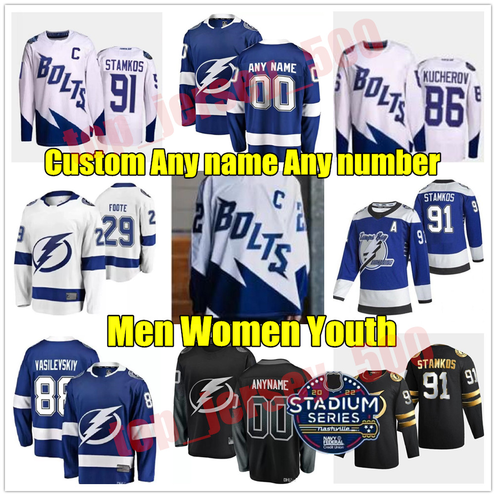 

2021 2022 Reverse Retro Tampa Bay Lightning Hockey Jersey Barclay Goodrow Anthony Greco Jan Rutta Mitchell Stephens Zach Bogosian Custom Stitched, As shown in illustration