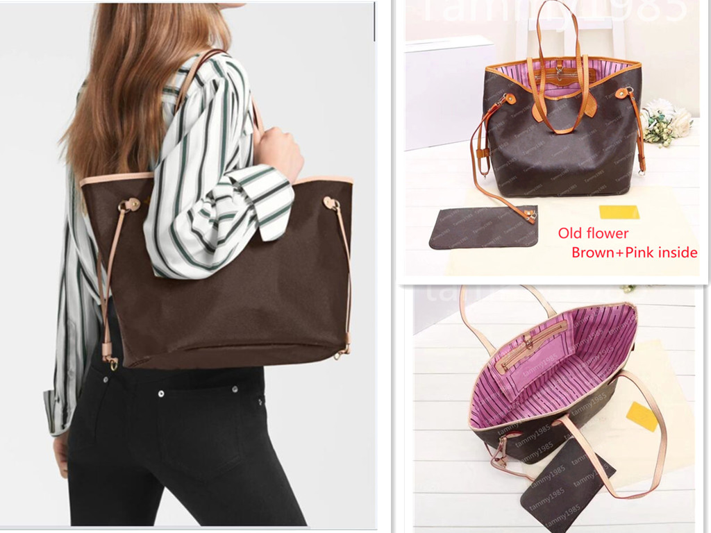 

Pink interior Mother child Fashion Bags 2pcs/set high qulity classic womens handbags flower ladies composite tote PU leather clutch shoulder female purse wallet, Old flower+red handle+pink inside