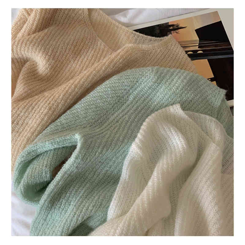

Sweaters Women O-Neck Velvet Soft Elegant Knitted Pullovers Long Sleeve Sweater For Autumn Winter 210518, Green