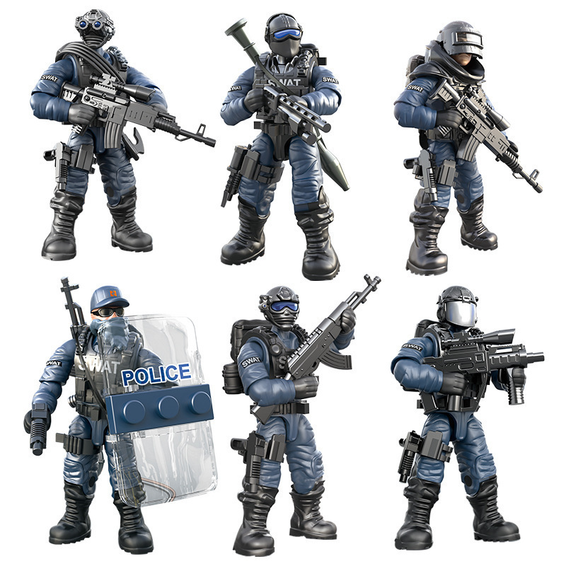 military building block villain policeman soldier doll PVC Toys Story Action Figures Set 6 Pcs Christmas Gift-image-513649520