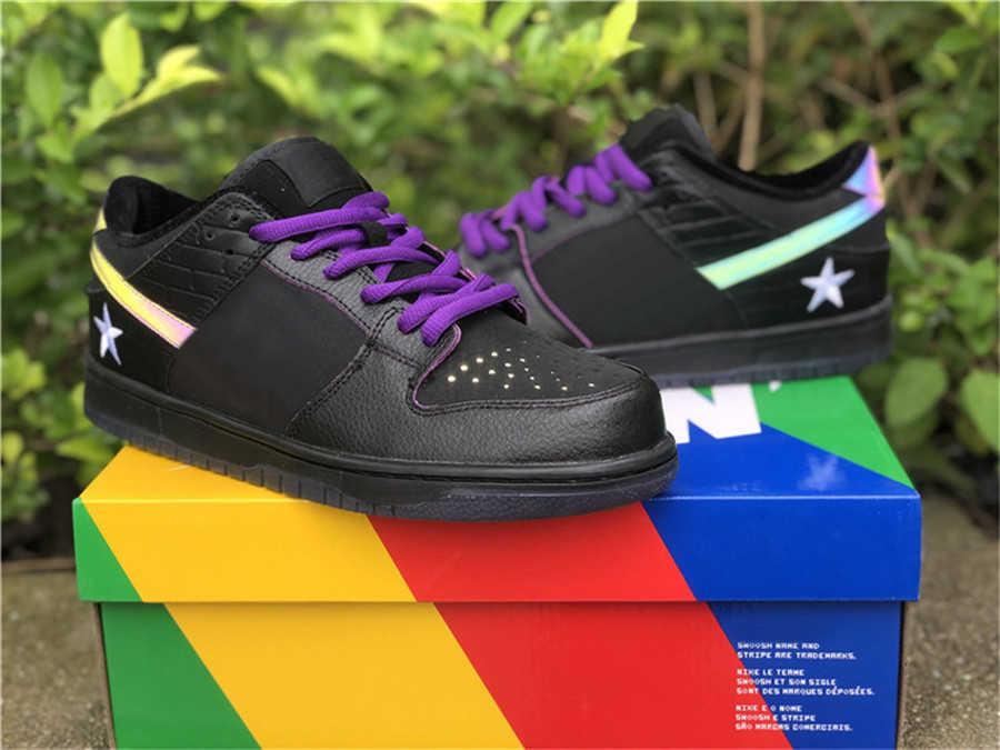 

2021 Release Familia x SB First Avenue Dunk Shoes Black Voltage Purple White Low Athletic 3M Reflective Men Women Sports Sneakers