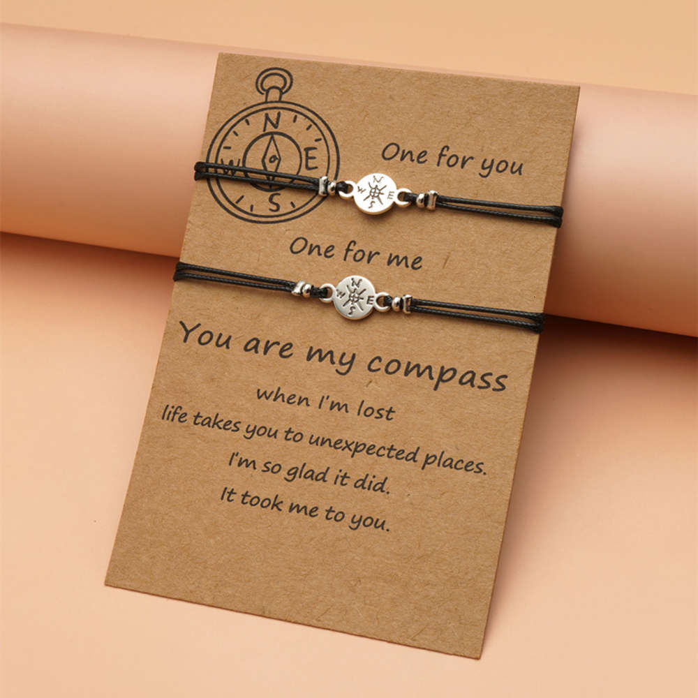 

Alloy compass Adjustable Bracelet creative personality lovers card 2 sets, Golden;silver