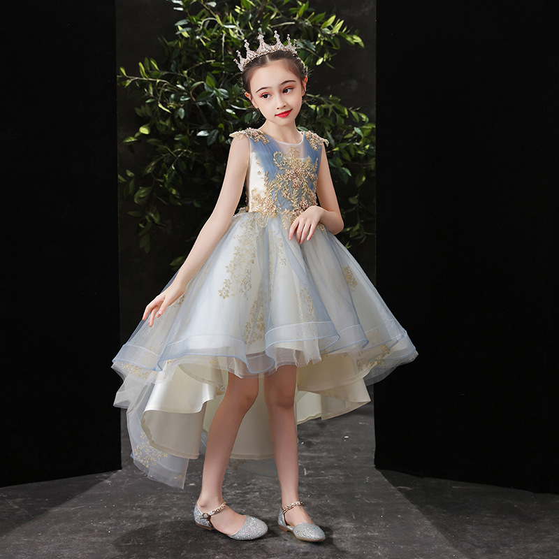 Lovely Flower Girls Dresses for Weddings Tulle Floor Length Backless Lace Ball Gown Junior Bridesmaid Dresses Little Girls Real Image 2021-image-710499371