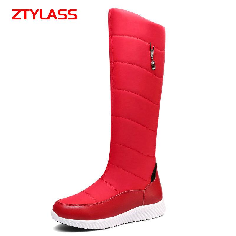

Boots Winter Warm Plush Women Snow Non-Slip Platform Knee High Slip On Fashion Long Shoes Big Size 42 43, Black