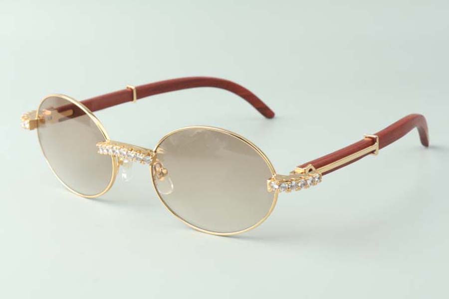 

2021 XL Diamond designer sunglasses 7550178 retro round frame with wood legs, size: 22-135mm