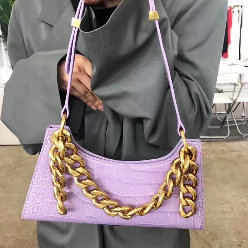 UK Women Stone Pattern Shoulder Bags Ladies Retro Leather Chain Purse Handbag 
