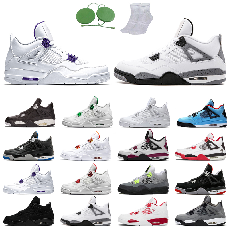 

4s man basketball shoes cool fashion color Black Cat purple University Red Neon bred Alternate Motorsport orange metallic dark White Cement Grey Fire oreo Pine Sport, Cool grey