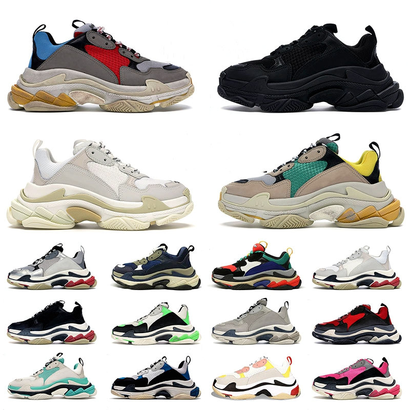 

Triple s casual shoes mens platform sneakers beige green yellow grey red blue candy rose gold white purple men women 6-layer trainers