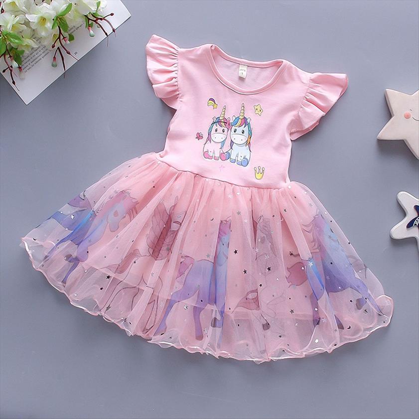 

Unicorn Summer Princess Girls Cute Girl Dresses Cartoon Pony Tutu Baby Clothes Kids Birthday Party Vestidos, Red;yellow