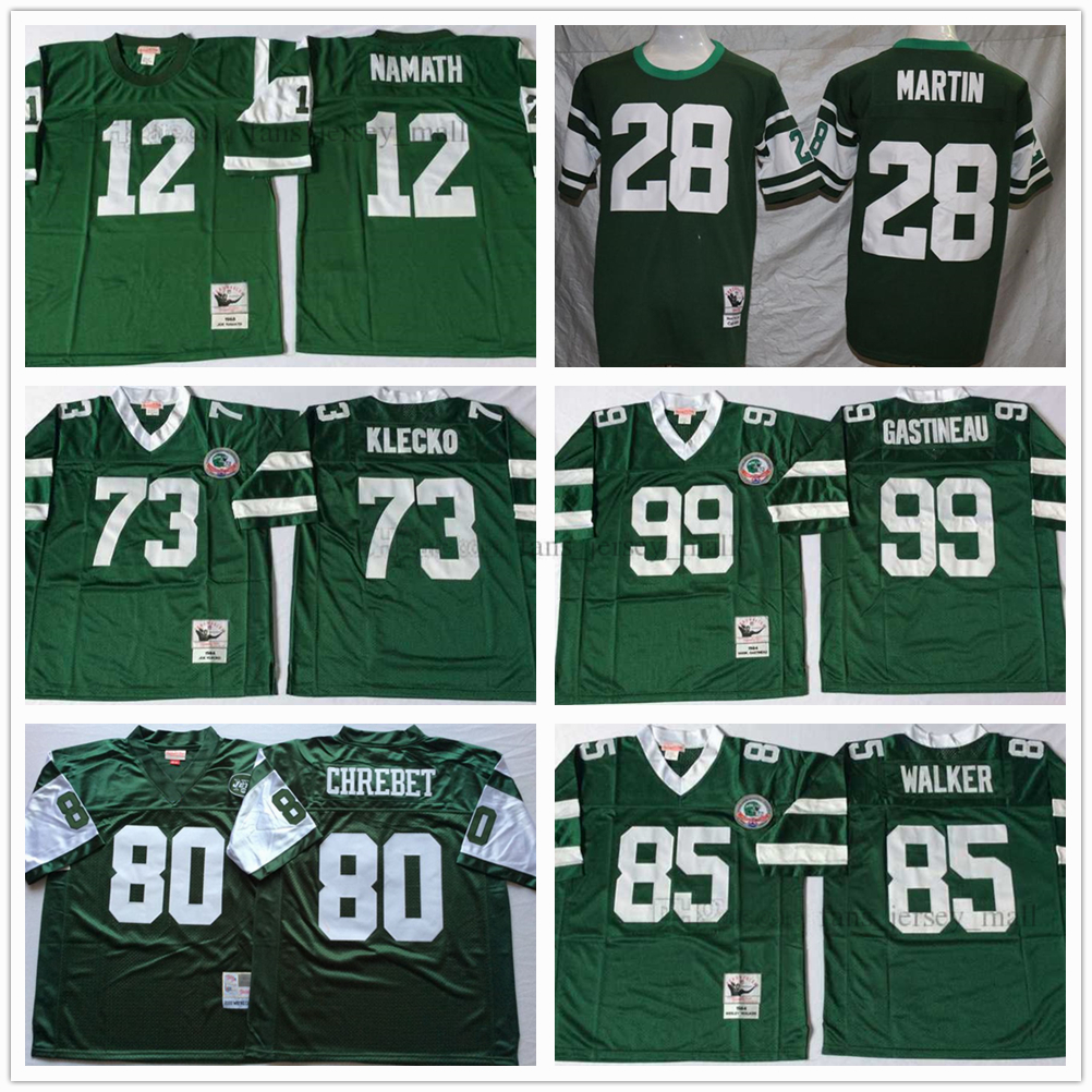 

NCAA Top Vintage Football 90 Dennis Byrd Jersey 12 Joe Namath 99 Mark Gastineau 28 Curtis Martin 73 Joe Klecko 80 Chrebet 85 Wesley Walker Mitchell and Ness, Same as picture