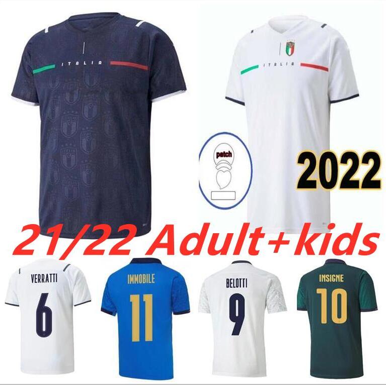 

2021 2022 Italy soccer Jersey fans BELOTTI JORGINHO EL INSIGNE VERRATTI Immobile Chiesa men kids 21 22 Italia maillots FOOTBALL SHIRT, Black;yellow