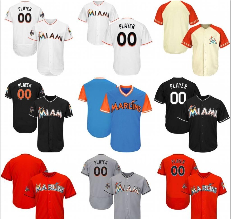 

Custom Mens Womens Youth Miami Baseball Jerseys White Navy Grey Blue Red Stitched any Name Any Number Flex Base Cool Base Jerseys, Blue;black
