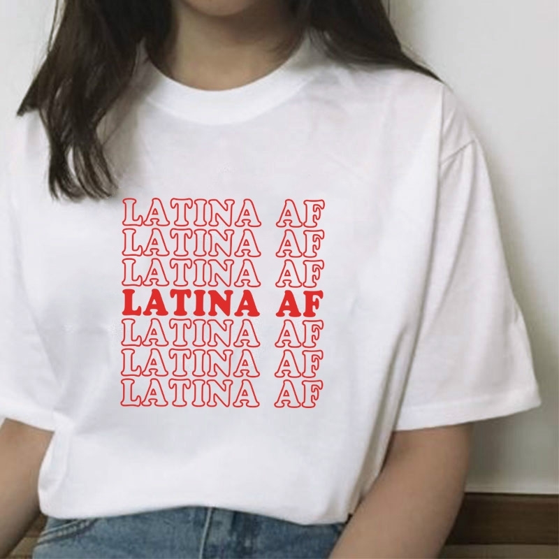 

Streetwear LATINA AF Letter Printed Women Tshirt Cotton 90s Vintage Grunge Graphic Tee Hipster Girl Aesthetic Funny T Shirt Tops 210518, White