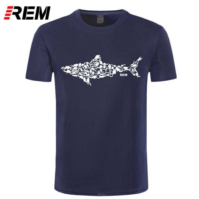 

REM Shark Scuba Diver T-shirt Tee Divinger Dive Funny Birthday Gift Present for Him Men Adult T Shirt Short Sleeve Cotton 210629