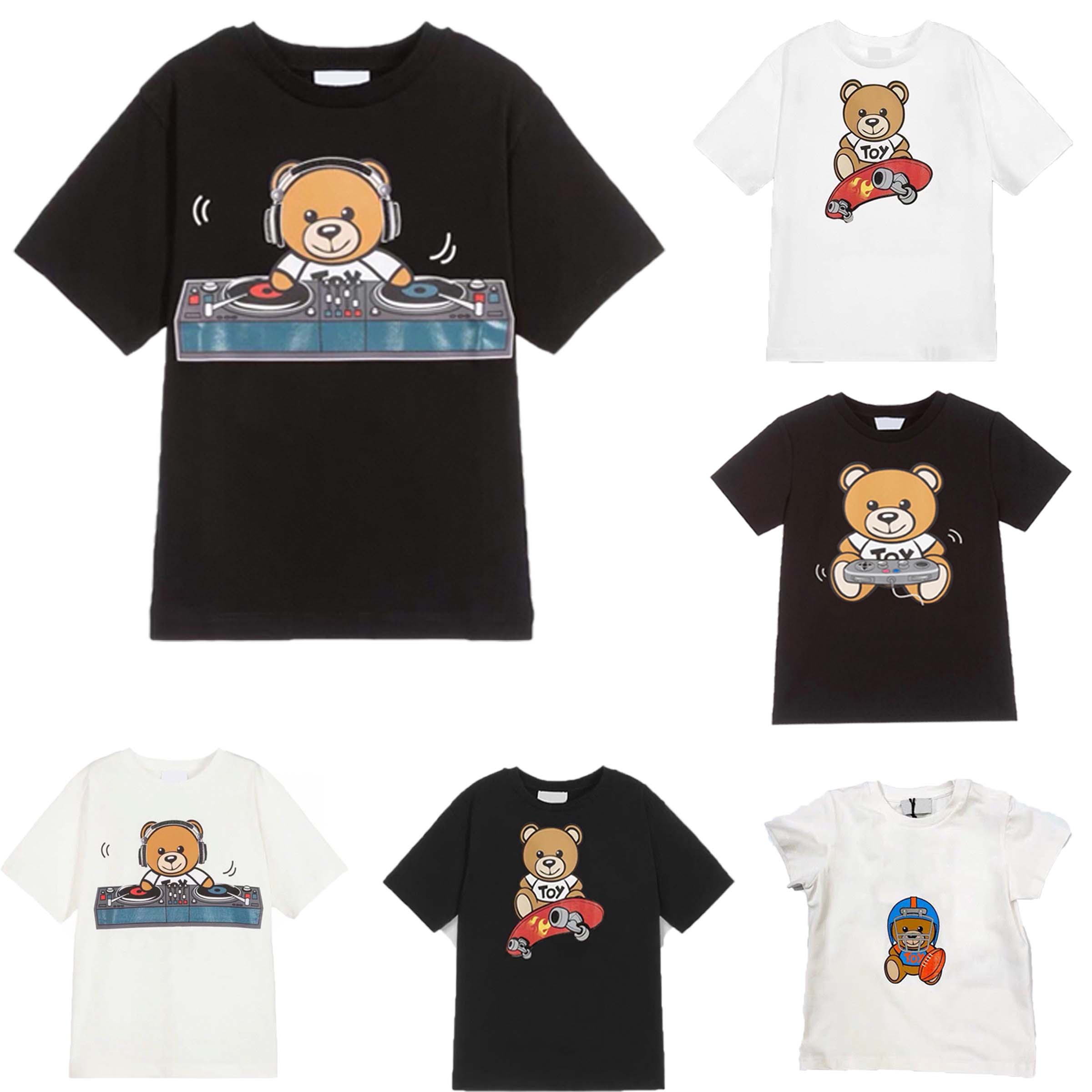 Kids T Shirts Bear Letters Clothing Summer Girl T-shirts Fashion Cute Tops Comfortable Casual Children Clothes Boy Baby Patterns Style Tees-image-702920802