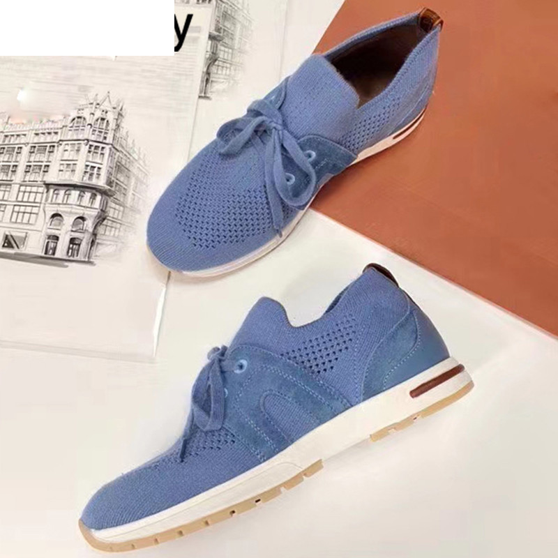 

Sandals Spring flat heel breathable sneakers women Knitting casual Shoes lace up comfortable single shoes female Hiking Trainers P, Blue
