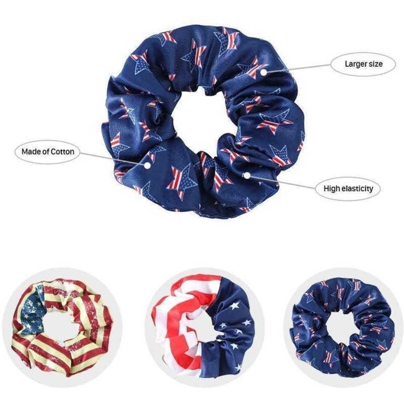 

Tiktok Big Size Cotton Hair Scrunchies Elastic US Flag Print Hair Bands Circle Rope Bracelet Bangle Ponytail Holder Scrunchy Headband Wrap Independence Day G58SK8O, 1lot=9pcs;mixed colors