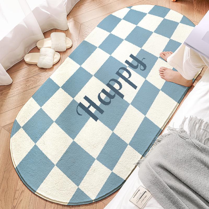 

Carpets Bedside Long Carpet Chessboard Pattern Non-slip Living Room Floor Mat Stripe Area Rugs Bedroom Soft Mats For Home Decor
