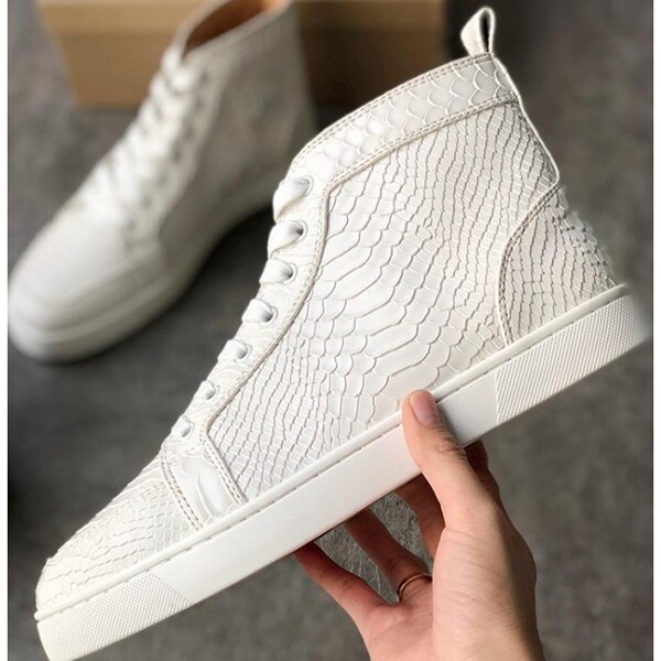 

2021 Men Women Casual Shoes Designer Red Bottom Studded Spikes Fashion Insider Sneakers Black White Leather High Boots size35-46 kj001