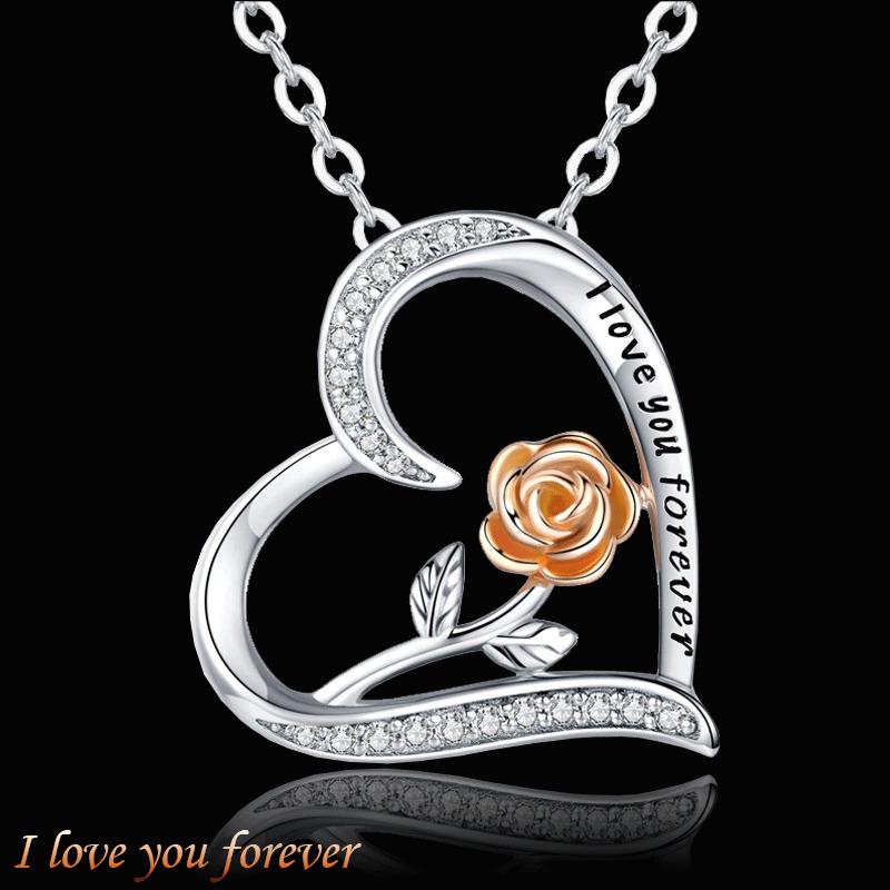 

Pendant Necklaces Fashiion Necklace Women's Jewelry Rose Heart Collar Choker Clavicle Metal Chain Lover Gift For Girlfriend Wife