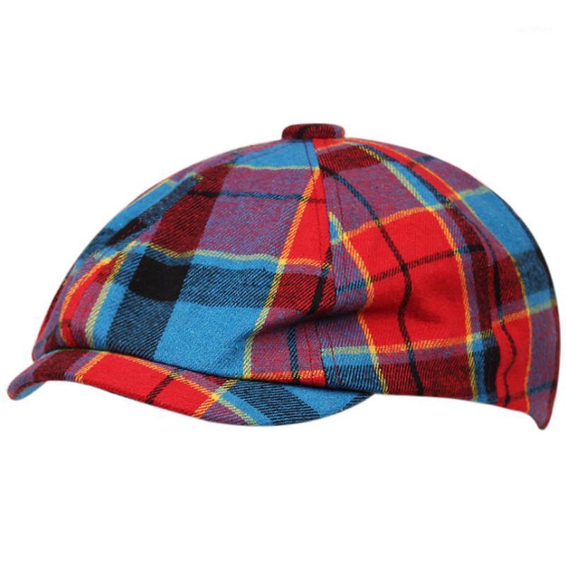 

Berets Outdoor Hat Leisure Men's Cotton Colorful Plaid Women Caps Brim Sun Visor, Black