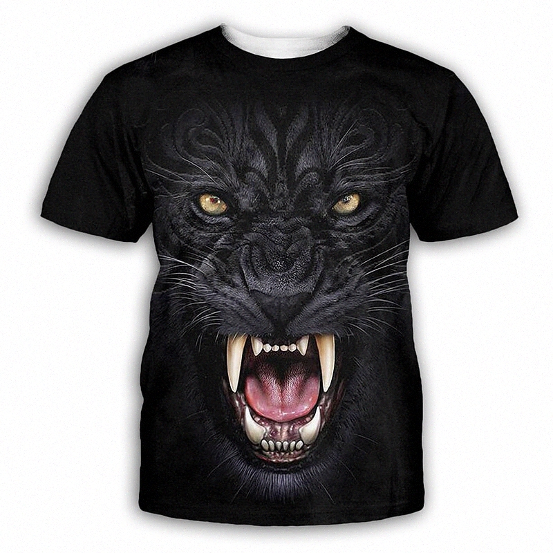 Men's T shirt 3D Print Graphic Round Neck Party Daily Print Short Sleeve Tops Exaggerated Black l3Xb#