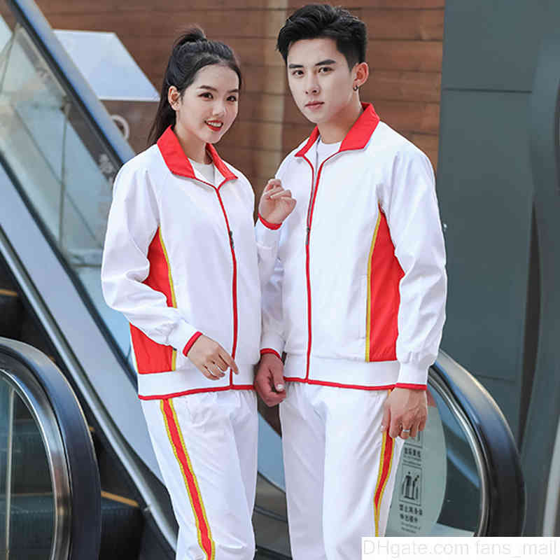 

Chinese Team Sportswear Suit Mens and Womens Student Class Clothes Sports Games Costume Group School Class Customization, 9009 style white
