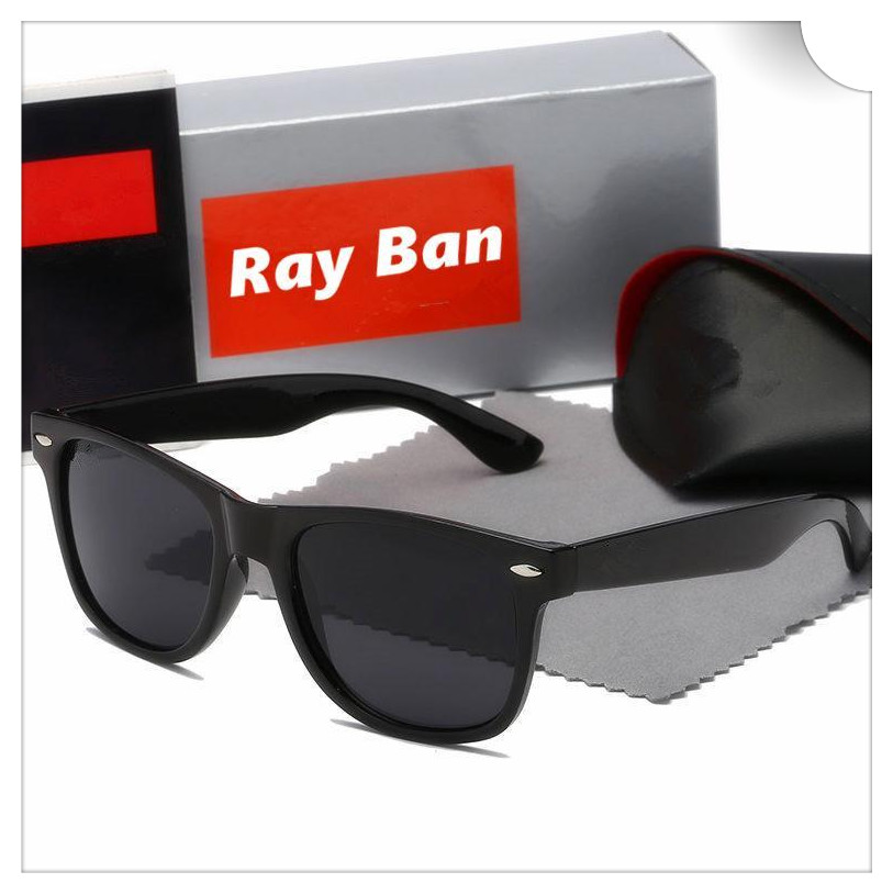 

High Quality Ray Men Women Sunglasses Vintage Pilot Wayfarer Brand Sun Glasses Band UV400 Bans With box and case 2140, White;black
