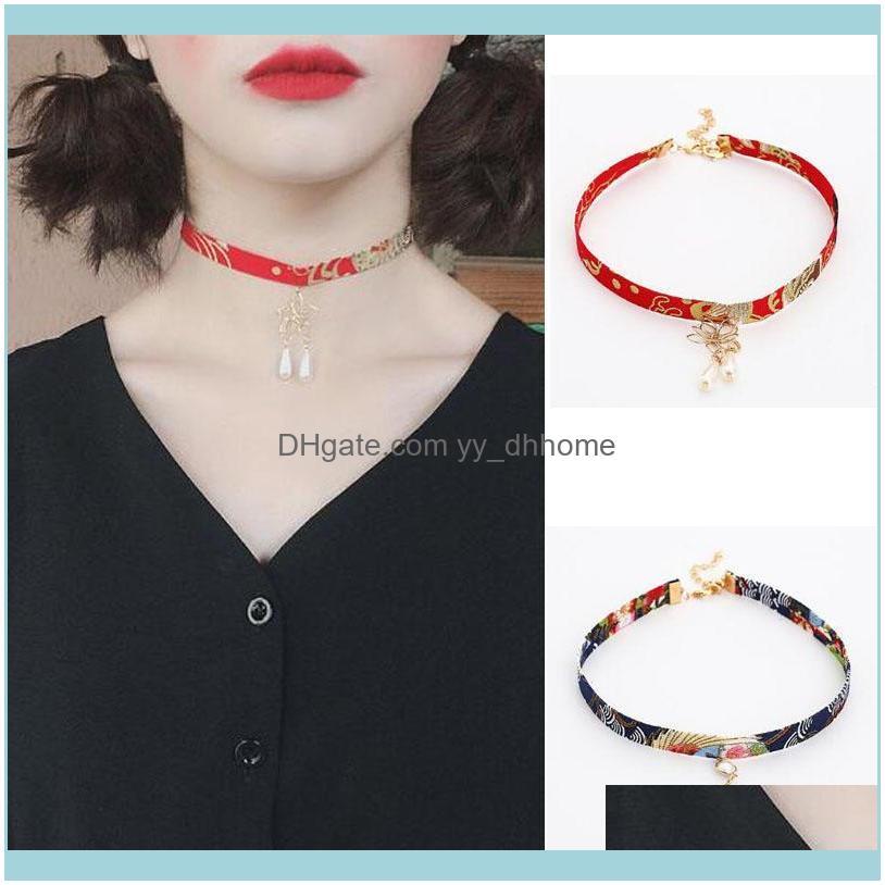 

Chains Necklaces & Pendants Jewelrychains Ukiyo-E Chinese Style Choker Clavicle Chain Female Necklace Neckband Net Red Collar Drop Delivery
