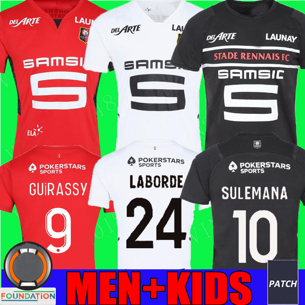 

21 22 Stade Rennais Soccer Jerseys SULEMANA DOKU third 2021 2022 Rennes 120th BOURIGEAUD Maillots De Foot GUIRASSY TRUFFERT TERRIER LABORDE TAIT Football Shirt Kit, Third +sponsor patch 1