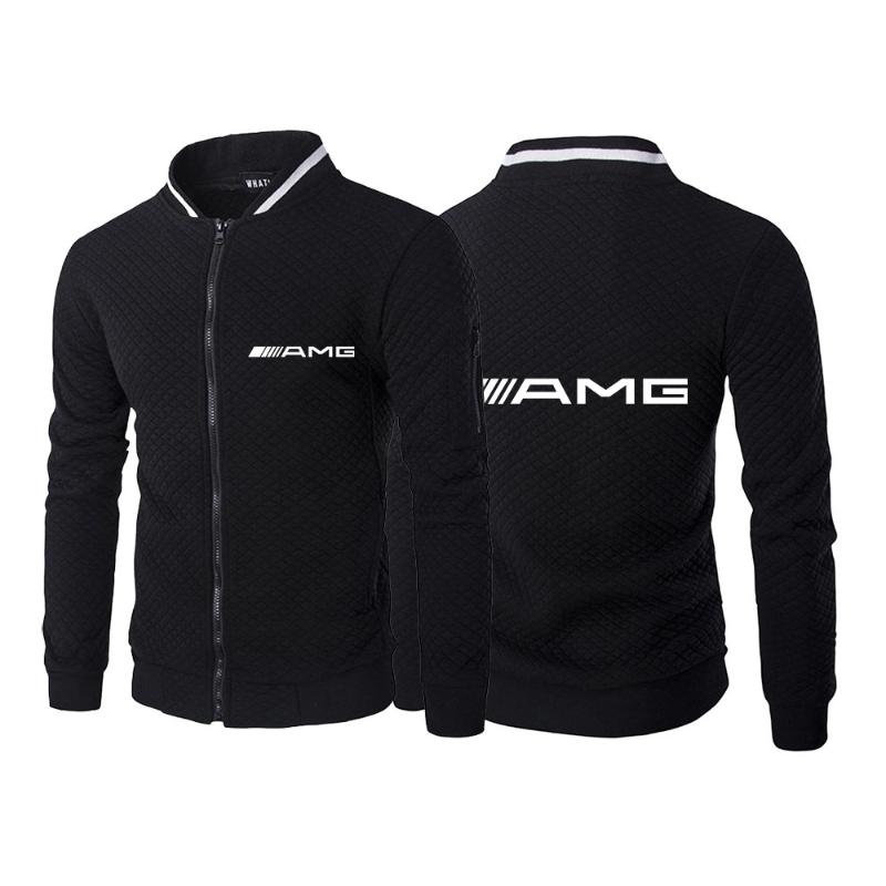 

Men's Hoodies & Sweatshirts 2021 AMG Printing Spring Slim Fit Sweatshirt Outwear Coat Jacket Plain Casual Zipper Coats, Black