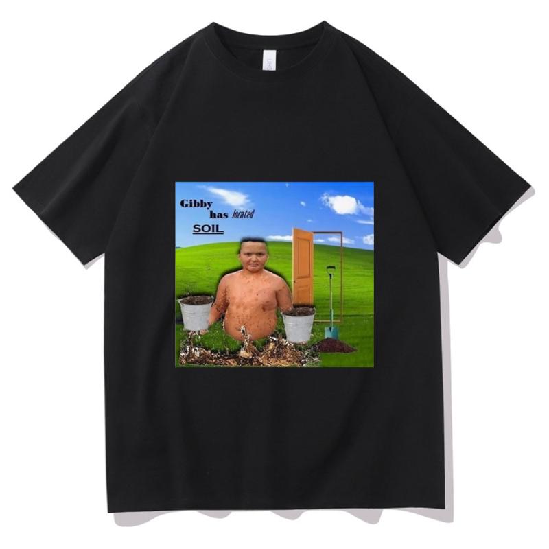 

Men's T-Shirts Men Streetwear Funny Kawaii Tshirt Tops Black T Shirts Gibby Has Located Soil Print T-Shirt Man Crewneck Tee Short Sleeve, White;black