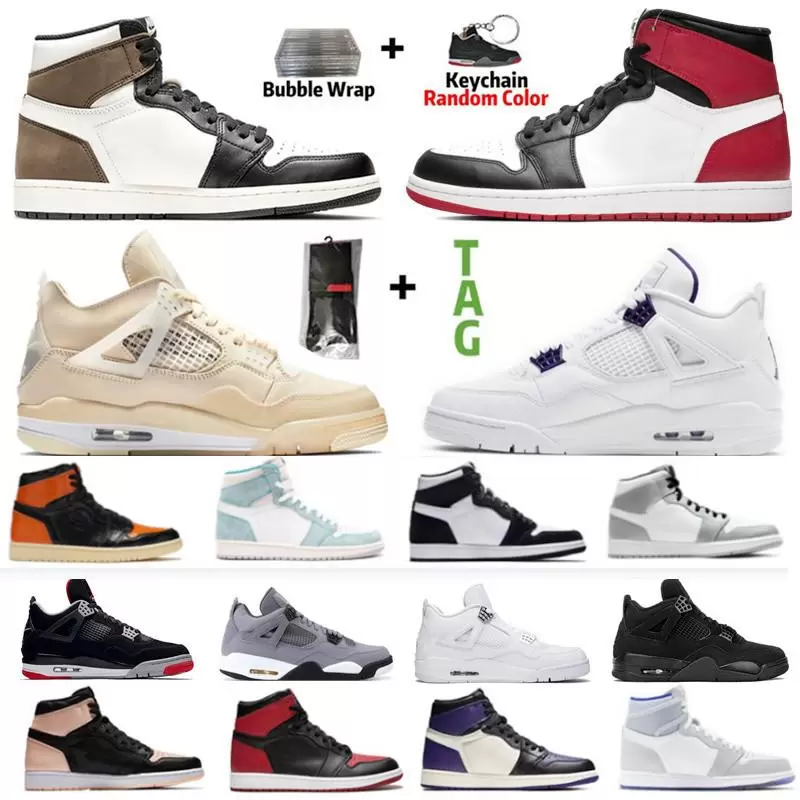 

Jumpman 1s 1 Sail Black Cat 4 4s Basketball Shoes Banned Men Women University Blue Chicago Obsidian UNC Fearless Bloodline Sneakers, Shoe box(buy separate)