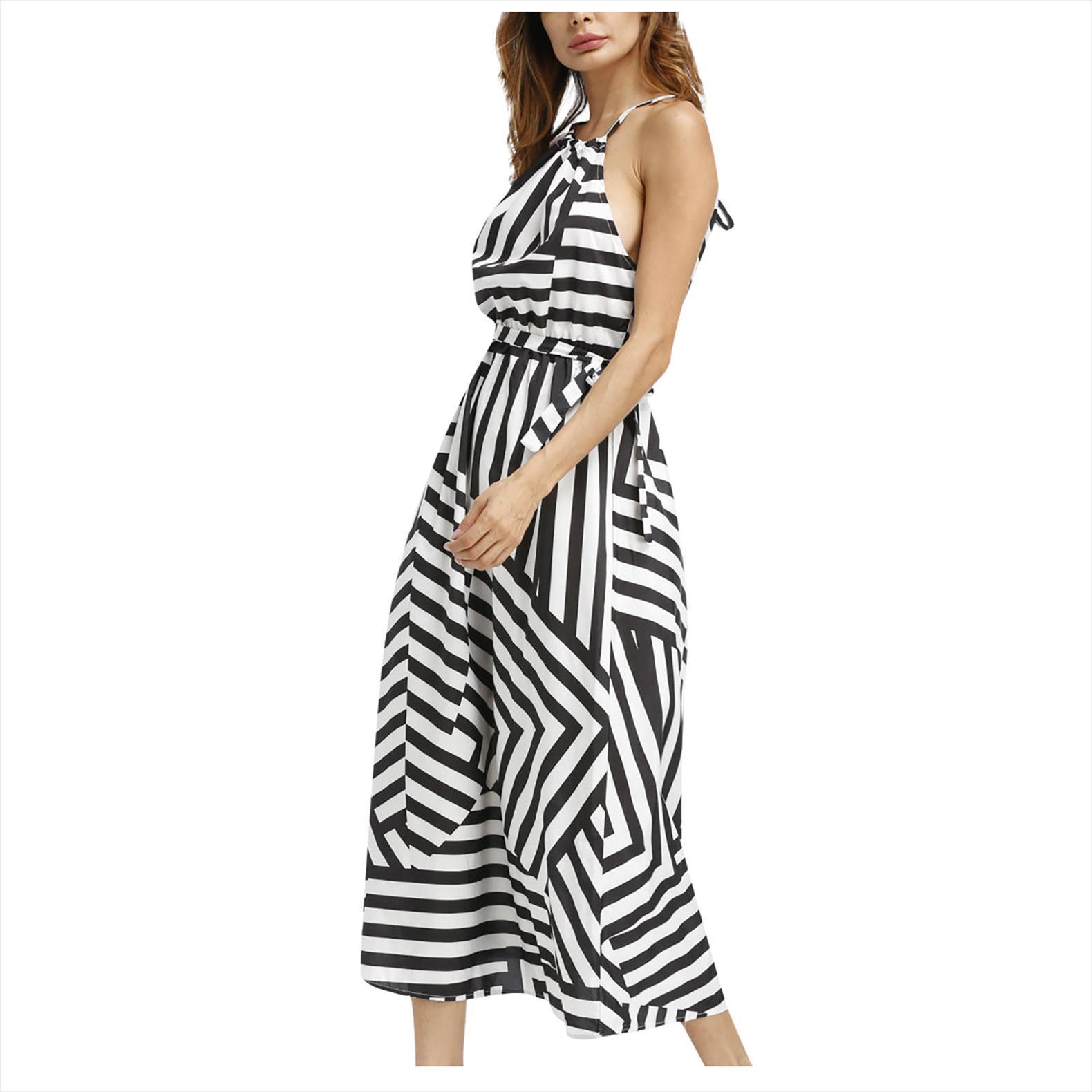 

geometric striped printed summer women dresses plus size sleeveless sundress anime clothing, Black;gray