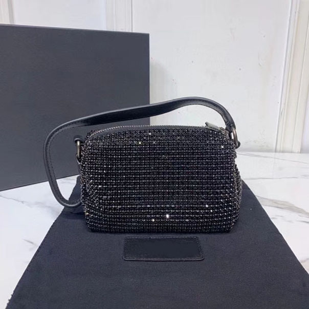 

Women's high quality cosmetic bag & Cases fashion show diamond Leather Shoulder Bag Messenger Handbag underarm luxury party chain bags 1030, Box;dust bag;card