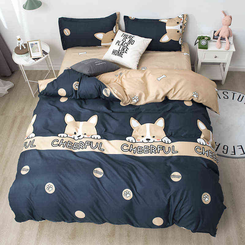 

Kuup Polyester Bedding Cover Bed Sheet Set King Queen Size Euro Quilt and Duvet Cute Fashion Luxury 240 Beding Sets 135 220106, 19