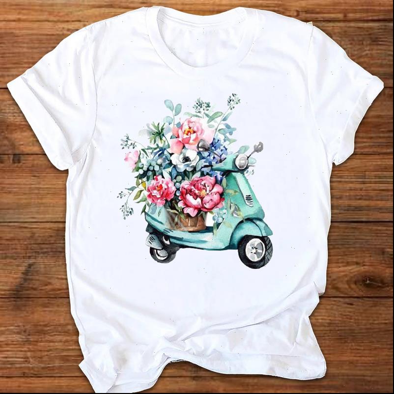 

graphic floral sweet love flower women t shirt 90s style printing print clothes lady tees female womens, White