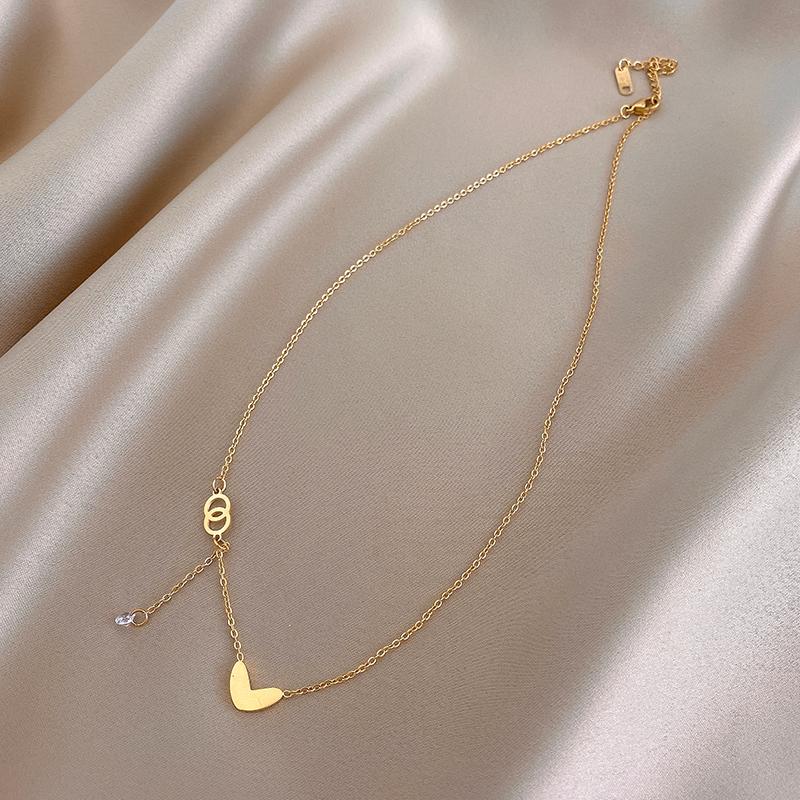

Chains Annual Gold-plated Love Lady Necklace Zircon Pendant Clavicle Holiday Anniversary Gift, Silver