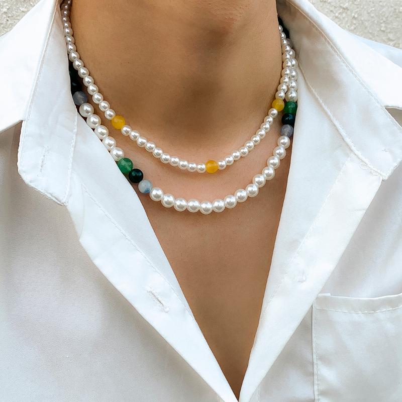 

Chains Ingemark Multilayer Imitation Pearl Choker Necklace For Women Girls Bridesmaid Elegant Beaded Chain Neck Accessories Y2k Jewelry, Silver