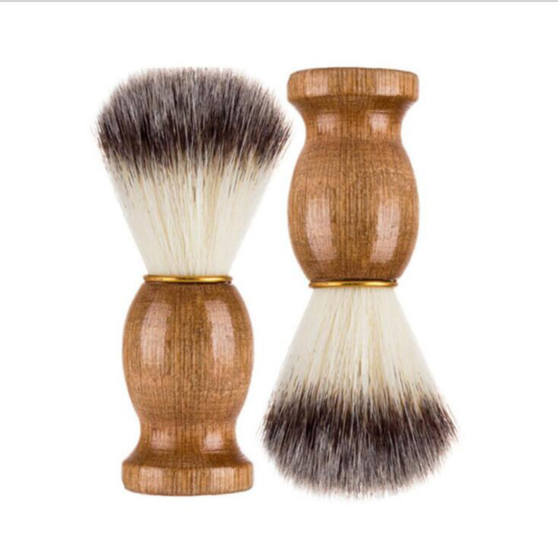 

50pcs Fast Ship Nylon Hair Men's Shaver Brush Barber Salon Men Facial Beard Cleaning Appliance Shaving Tool Razor Brushes with Wood Handle