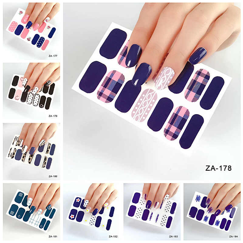 

Wholesale 14 Pcs Tips Nail Stickers for Women Girls Gold Stamping Flower Full Nails Sticker Decals, 173
