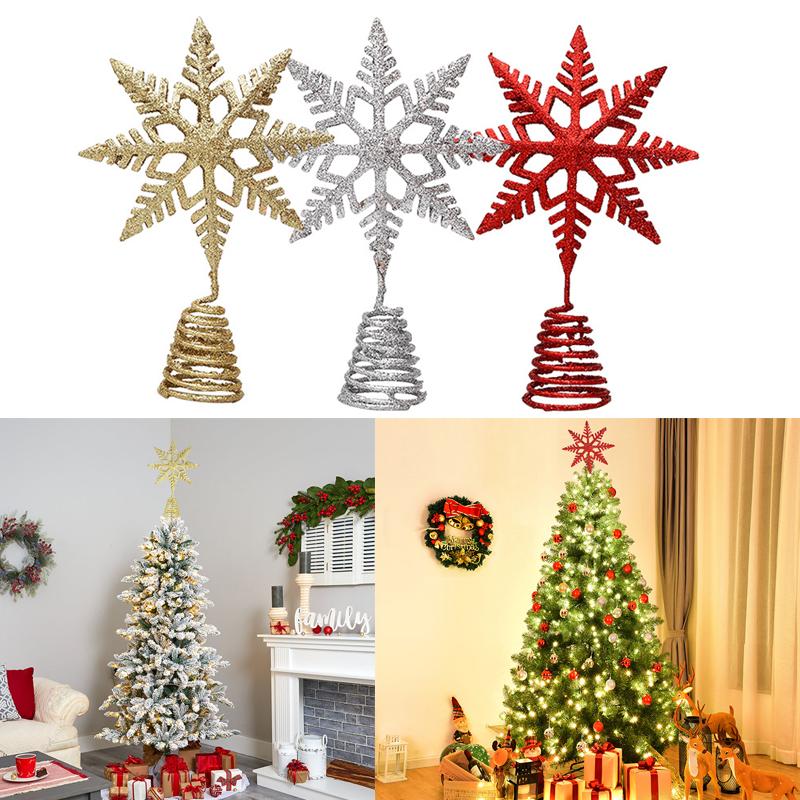 

Christmas Decorations 15cm Tree Topper Artificial Snowflake 3D For Xmas Ornament Year Gift