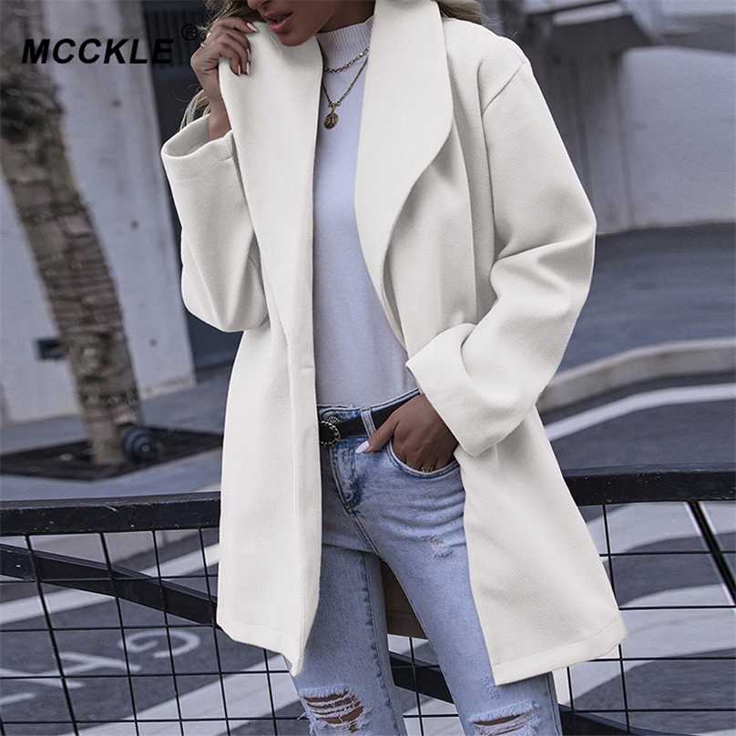 

Autumn Woolen Coat Women Turn-down Collar Long Sleeve Solid Female Midi Coats Fashion Elegant Office Lady Winter Blazer 211019, 02 stripe