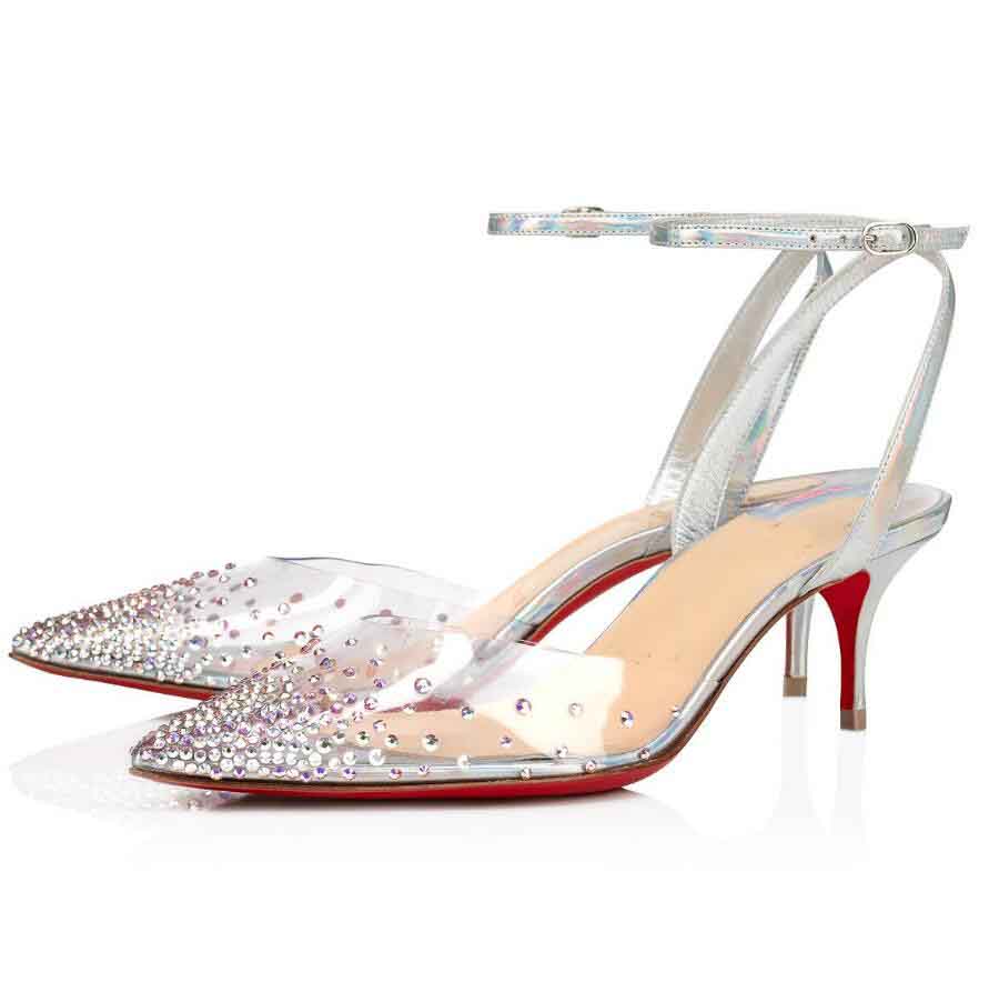 

Perfect Brands Spikaqueen Dress Shoes !! Elegant Women's Red Bottom Sandals PVC & Strass Pumps Bridals Wedding Party Ladies Sexy High Heels EU35-43