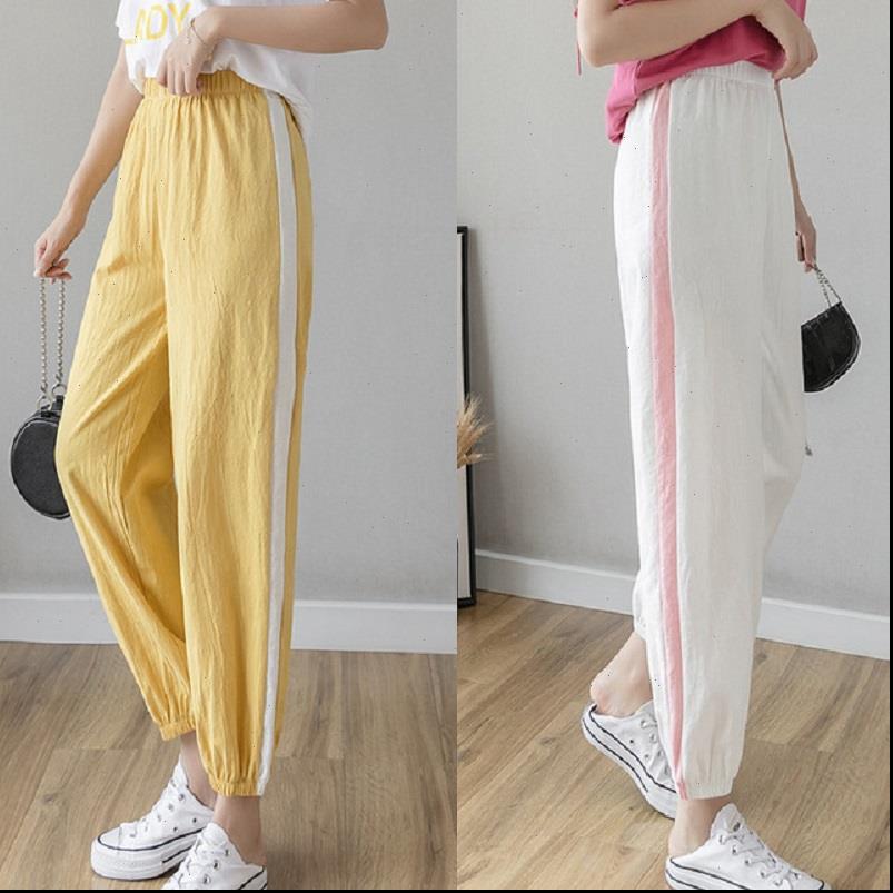 

women capris cotton linen pants summer high waist casual fashion pocket loose leisure trousers female office, Black;white