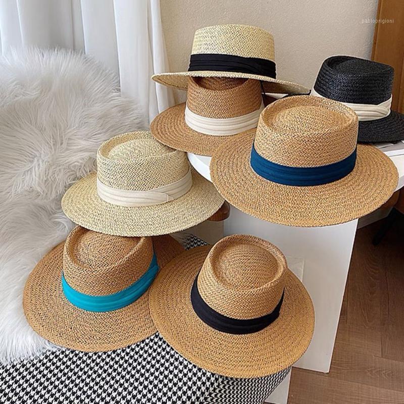 

Berets Summer Hat For Women Men Panama Straw Hats Travel Beach Sun Wide Brim Fedora Holiday Handmade Casual Sun Ladies, F0214-1