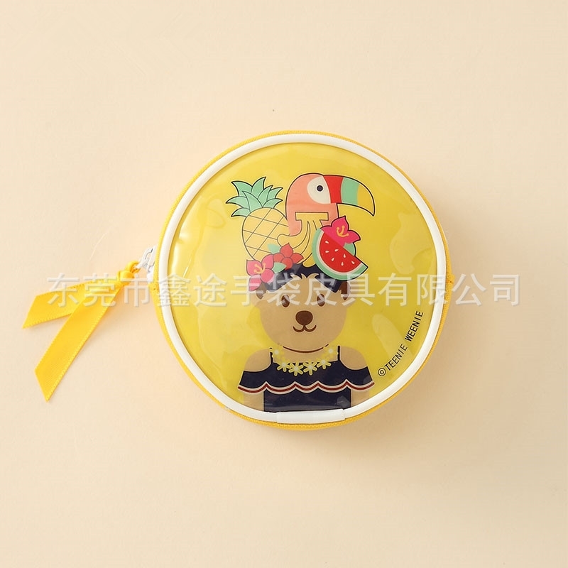 

Creative round cute children's zero wallet portable waterproof cartoon coin multifunctional earphone storage bag, Red