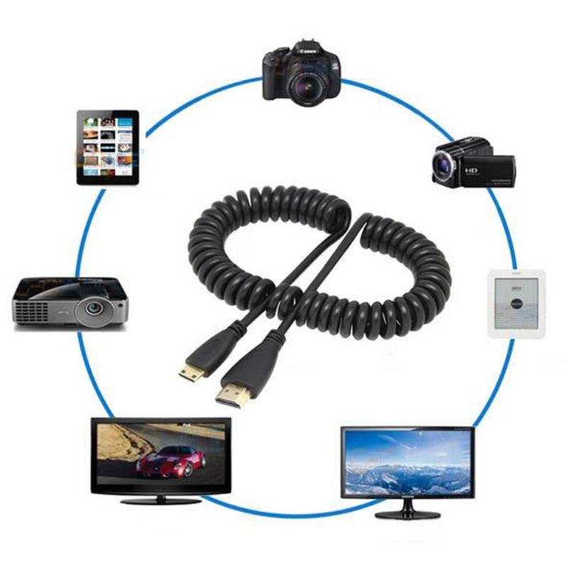 Audio Cables & Connectors Black To Mini Gold-plated Spring HDTV Cable Adapter Accessories Tablet High Speed Camera Portable Plug And Pl-image-709706806
