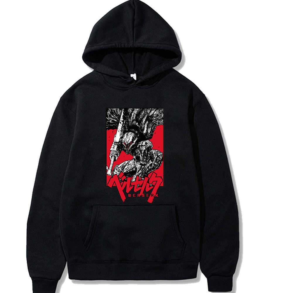 

2021 Anime Berserk Hoodie Long Sleeve Loose Hip Hop Fashion Uniex Cloths X0601, Black